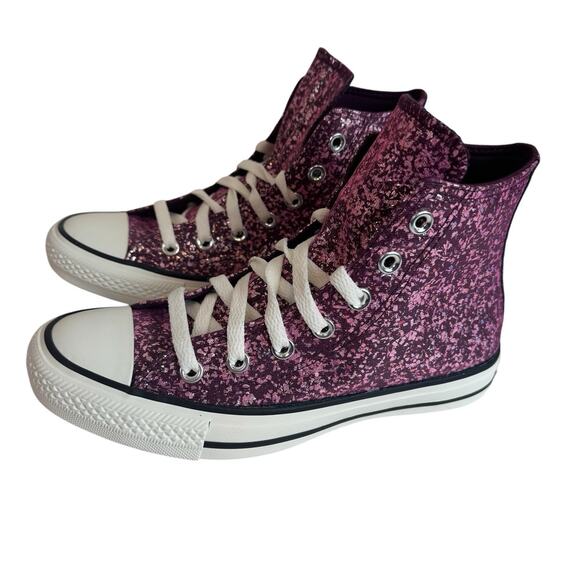 New Women CONVERSE Chuck Taylor All Star Glitter HI Orchid Abyss Sparkle Sz 6.5 - Picture 7 of 8